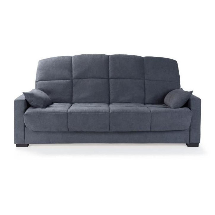Canapé clic clac 3 places - Tissu gris - Matelas 17 cm - L223 x P96 x H 103 cm - MEGAN Canapé clic clac 3 places - Tissu gris - Matelas 17 cm - L223 x P96 x H 103 cm - MEGAN