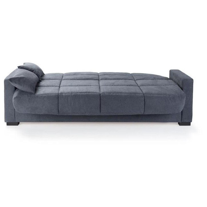 Canapé clic clac 3 places - Tissu gris - Matelas 17 cm - L223 x P96 x H 103 cm - MEGAN Canapé clic clac 3 places - Tissu gris - Matelas 17 cm - L223 x P96 x H 103 cm - MEGAN