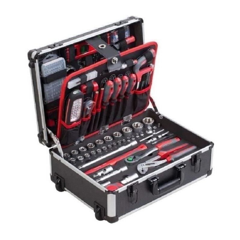 Trolley a outils MEISTER - 230 pieces - Poignée télescopique et tran Trolley a outils MEISTER - 230 pieces - Poignée télescopique et tran