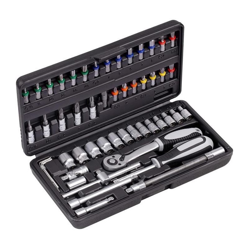 Coffret a clés et douilles CONNEX - 52 pieces - Chrome-vanadium