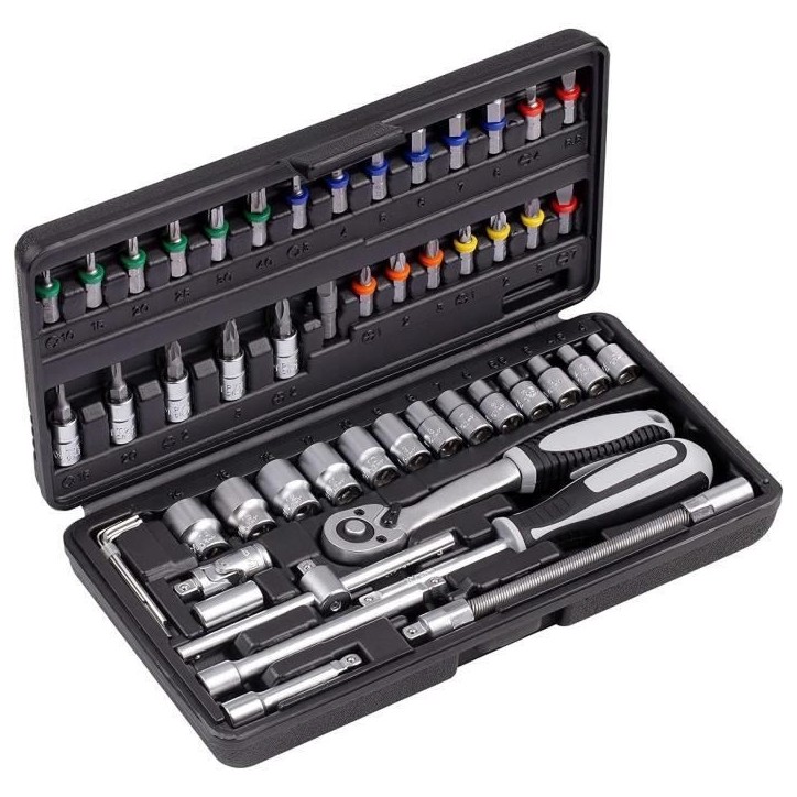 Coffret a clés et douilles CONNEX - 52 pieces - Chrome-vanadium