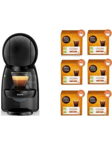 KRUPS Nescafé Dolce Gusto Machine a café + 6 boites de capsules de café, Compact, Pression 15 bars, Mode éco, Piccolo XS YY4