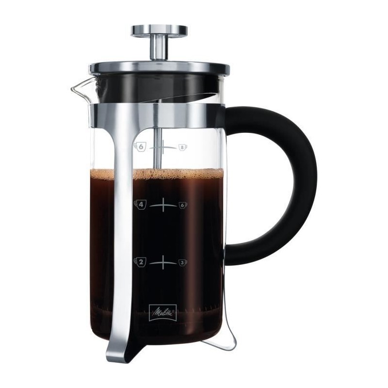 MELITTA Cafetiere a piston Premium en verre et inox 8 tasses MELITTA Cafetiere a piston Premium en verre et inox 8 tasses