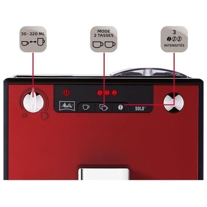 Machine a Café broyeur a Grain MELITTA Solo - Rouge Chili Machine a Café broyeur a Grain MELITTA Solo - Rouge Chili