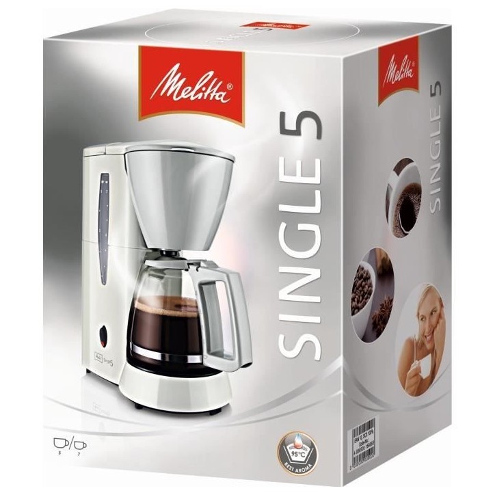 Cafetiere Melitta Single 5 M720-1/1 Blanc - Filtre 8 tasses 650W Cafetiere Melitta Single 5 M720-1/1 Blanc - Filtre 8 tasses 650W