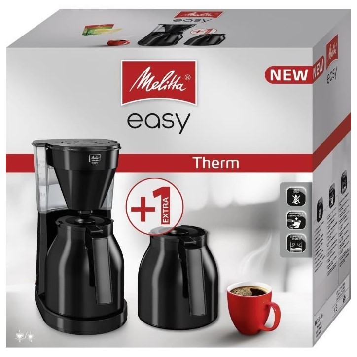 Cafetiere filtre Easy Therm II MELITTA - 1050 W - 2eme verseuse - Noir Cafetiere filtre Easy Therm II MELITTA - 1050 W - 2eme verseuse - Noir