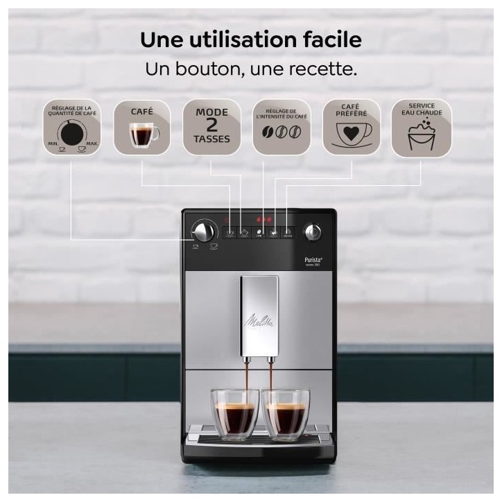 Machine a Café a Grain MELITTA Purista - Argent Machine a Café a Grain MELITTA Purista - Argent