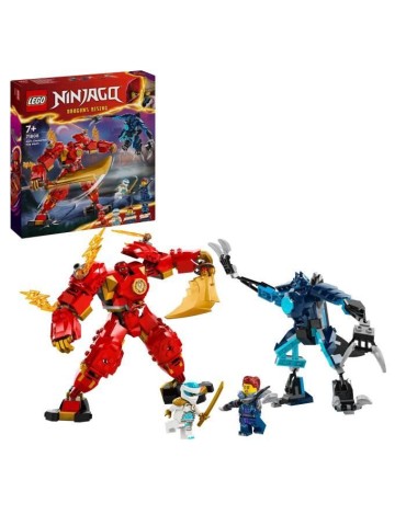 LEGO 71808 NINJAGO Le Robot Élémentaire du Feu de Kai, Jouet Ninja avec Figurine Personnalisable Plus Minifigurines Kai et Zan