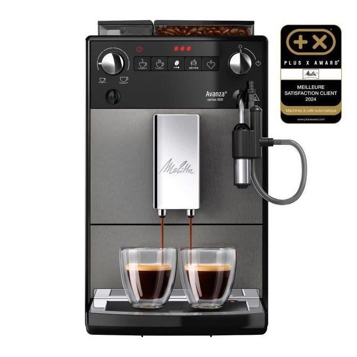 Machine a café - MELITTA - Avanza F270-100 - Réservoir d'eau 1,5 L - Réservoir a grains 250 g - 1450 W - Gris titanium Machine a café - MELITTA - Avanza F270-100 - Réservoir d'eau 1,5 L - Réservoir a grains 250 g - 1450 W - Gris titanium
