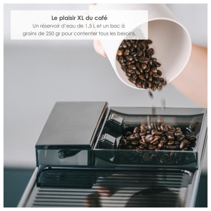 Machine a café - MELITTA - Avanza F270-100 - Réservoir d'eau 1,5 L - Réservoir a grains 250 g - 1450 W - Gris titanium Machine a café - MELITTA - Avanza F270-100 - Réservoir d'eau 1,5 L - Réservoir a grains 250 g - 1450 W - Gris titanium
