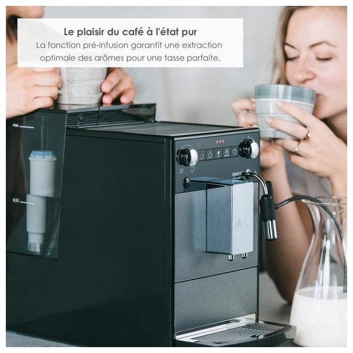 Machine a café - MELITTA - Avanza F270-100 - Réservoir d'eau 1,5 L - Réservoir a grains 250 g - 1450 W - Gris titanium Machine a café - MELITTA - Avanza F270-100 - Réservoir d'eau 1,5 L - Réservoir a grains 250 g - 1450 W - Gris titanium