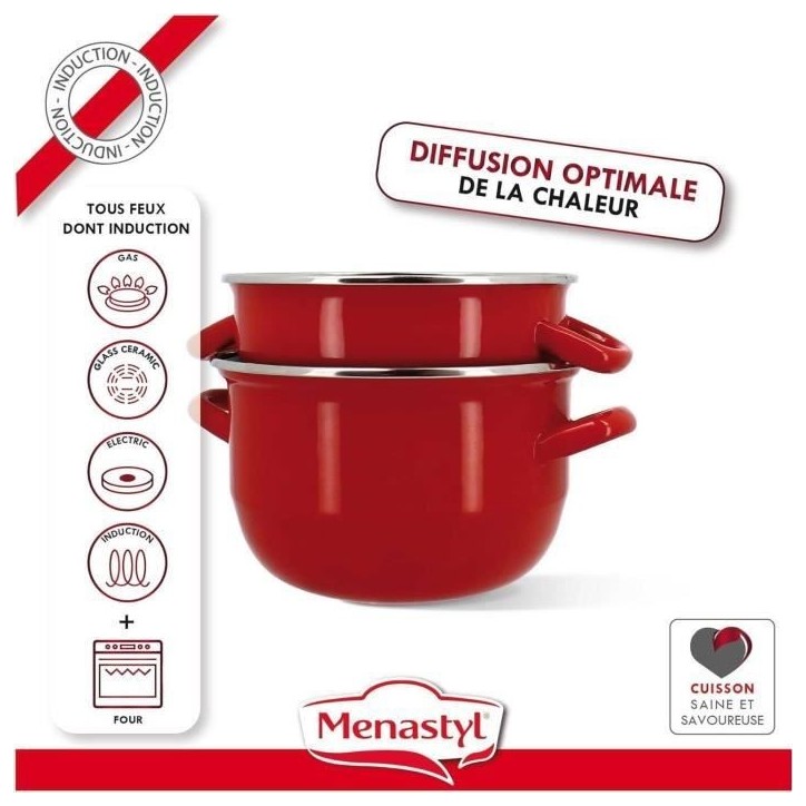 Marmite a moule - MENASTYL - 3645562 - En acier émaillé - Noir - 18 cm - 2,7 litres - Tous feux dont induction