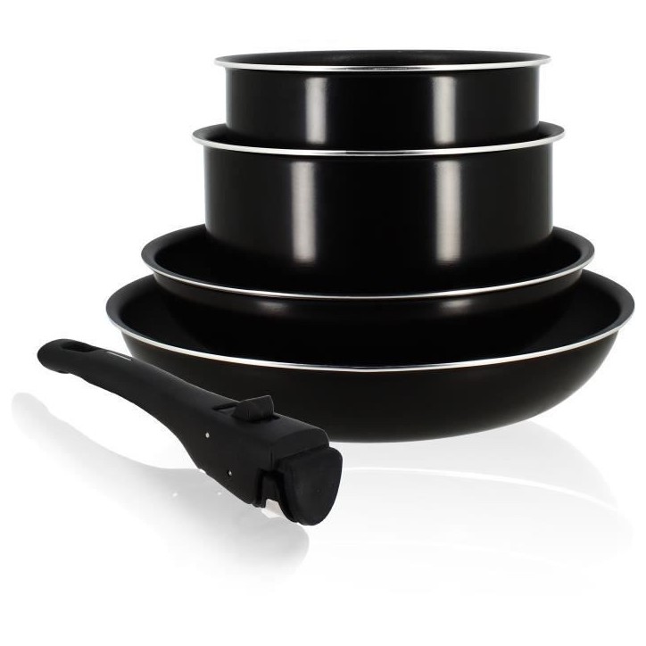 Batterie de cuisine - Induction - MENASTYL - 6020437 - Aluminium antiadhésif - 5 pieces - Poignée amovible - Noir Batterie de cuisine - Induction - MENASTYL - 6020437 - Aluminium antiadhésif - 5 pieces - Poignée amovible - Noir