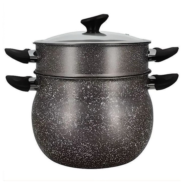 Couscoussier - MENASTYL - 6020033 - En aluminium effet marbre - 9 litres - Tous feux dont induction Couscoussier - MENASTYL - 6020033 - En aluminium effet marbre - 9 litres - Tous feux dont induction
