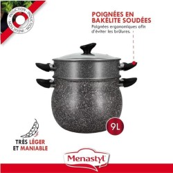 Couscoussier - MENASTYL - 6020033 - En aluminium effet marbre - 9 litr