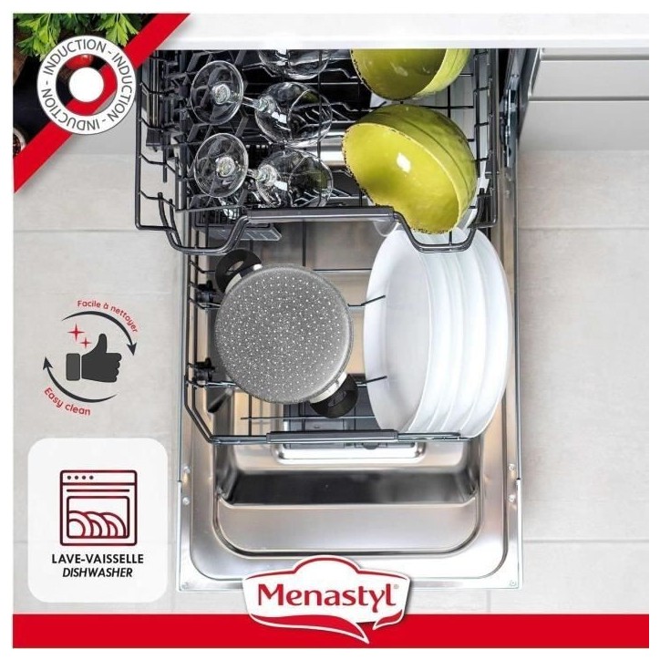 Couscoussier - MENASTYL - 6020033 - En aluminium effet marbre - 9 litres - Tous feux dont induction Couscoussier - MENASTYL - 6020033 - En aluminium effet marbre - 9 litres - Tous feux dont induction