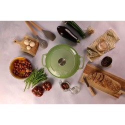 Cocotte - MENASTYL - 6020075 - Ronde - En fonte acier émaillé - Vert