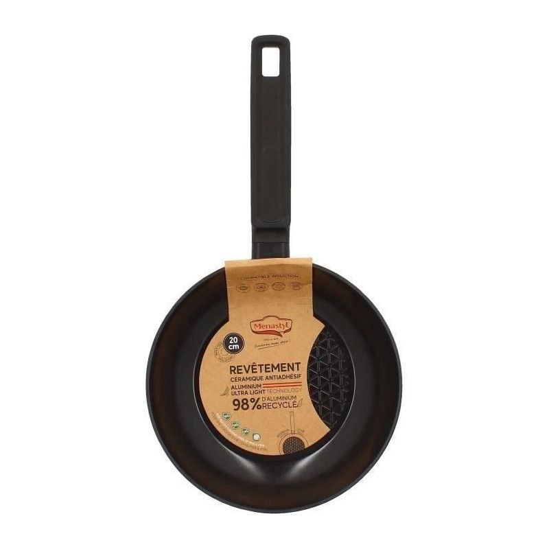 Poele - MENASTYL - 6020635 - En aluminium forgé - 20 cm - Noir - Tous Poele - MENASTYL - 6020635 - En aluminium forgé - 20 cm - Noir - Tous