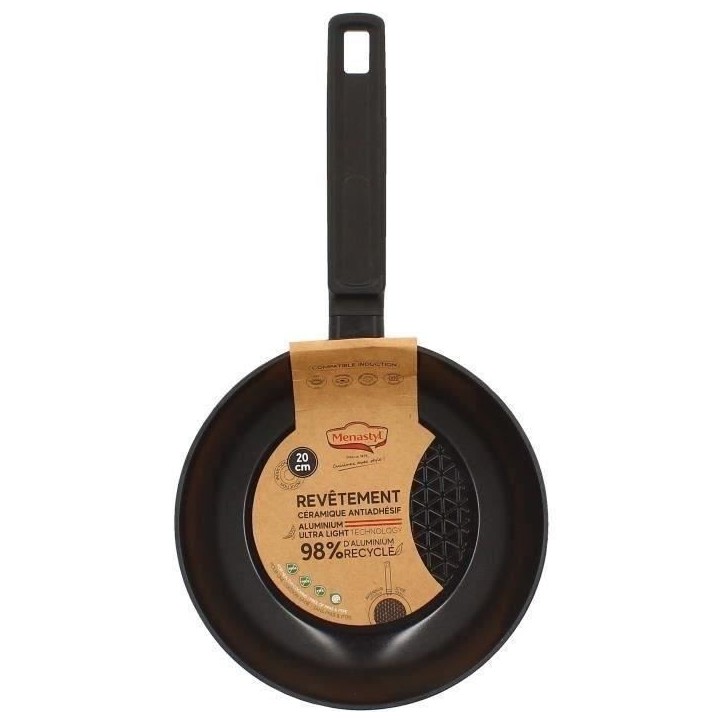 Poele - MENASTYL - 6020635 - En aluminium forgé - 20 cm - Noir - Tous feux dont induction Poele - MENASTYL - 6020635 - En aluminium forgé - 20 cm - Noir - Tous feux dont induction