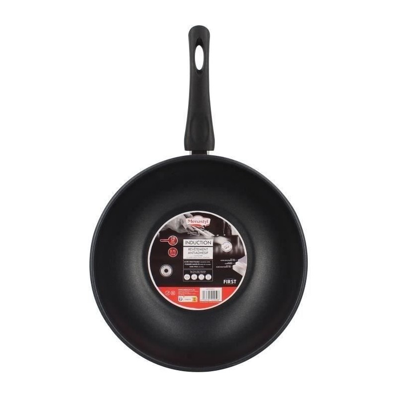 Wok - MENASTYL - 6020252 - En acier inoxydable - 28 cm - Tous feux don Wok - MENASTYL - 6020252 - En acier inoxydable - 28 cm - Tous feux don