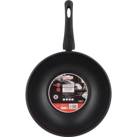 Wok - MENASTYL - 6020252 - En acier inoxydable - 28 cm - Tous feux don