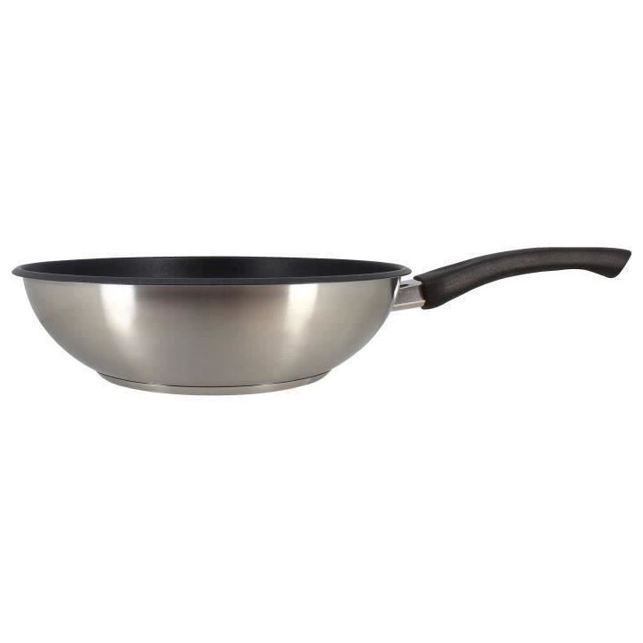 Wok - MENASTYL - 6020252 - En acier inoxydable - 28 cm - Tous feux dont induction