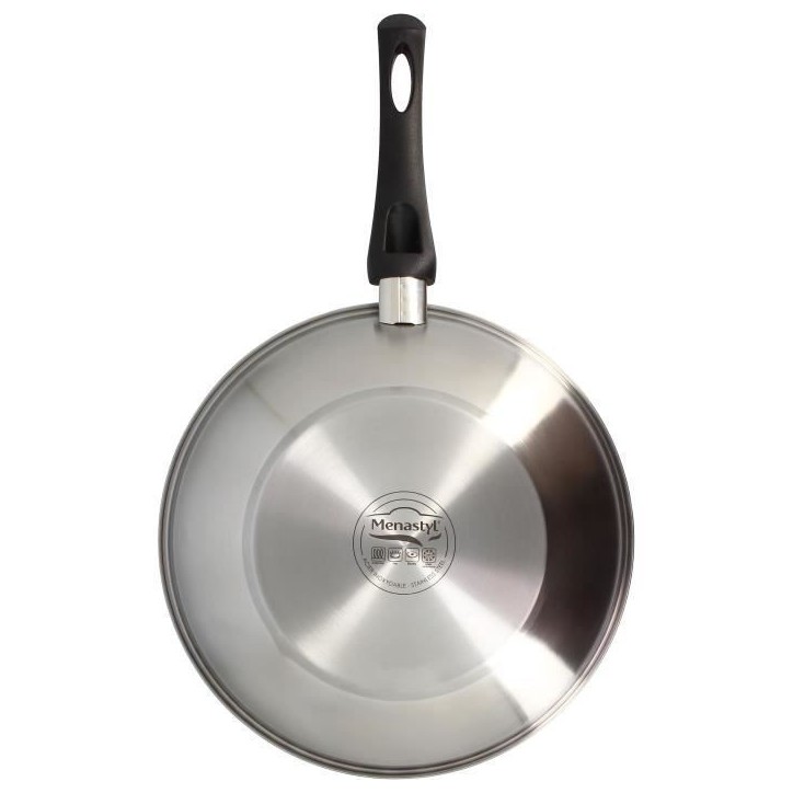 Wok - MENASTYL - 6020252 - En acier inoxydable - 28 cm - Tous feux dont induction