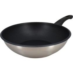 Wok - MENASTYL - 6020252 - En acier inoxydable - 28 cm - Tous feux don