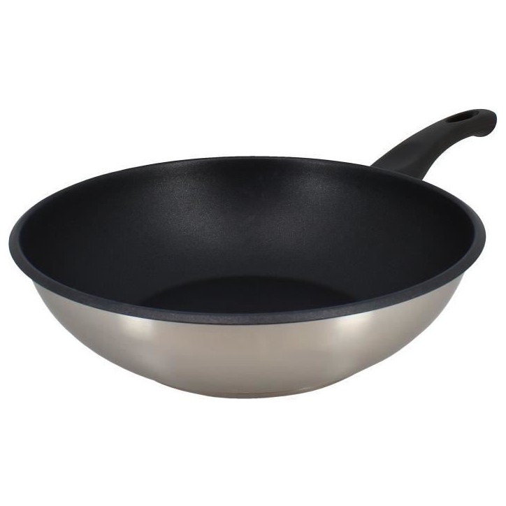 Wok - MENASTYL - 6020252 - En acier inoxydable - 28 cm - Tous feux dont induction