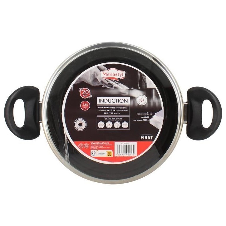 Faitout - MENASTYL - 6020255 - En acier inoxydable - 20 cm - Tous feux dont induction Faitout - MENASTYL - 6020255 - En acier inoxydable - 20 cm - Tous feux dont induction