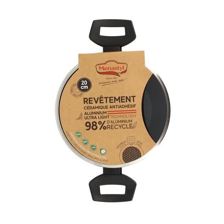 Faitout - MENASTYL - 6020646 - En alumimium forgé - 20 cm - Noir - Tous feux dont induction Faitout - MENASTYL - 6020646 - En alumimium forgé - 20 cm - Noir - Tous feux dont induction