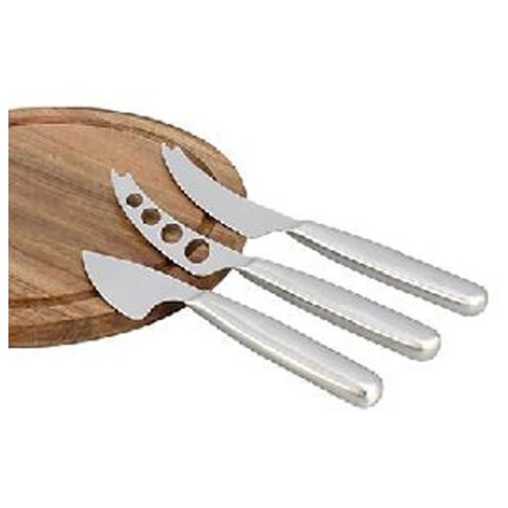 Planche a decouper - MENASTYL - 5040076 - Rectangulaire - En bois d'acacia - Avec 3 couteaux a fromage en inox