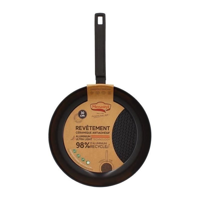 Poele - MENASTYL - 6020639 - En aluminium forgé - 30 cm - Noir - Tous