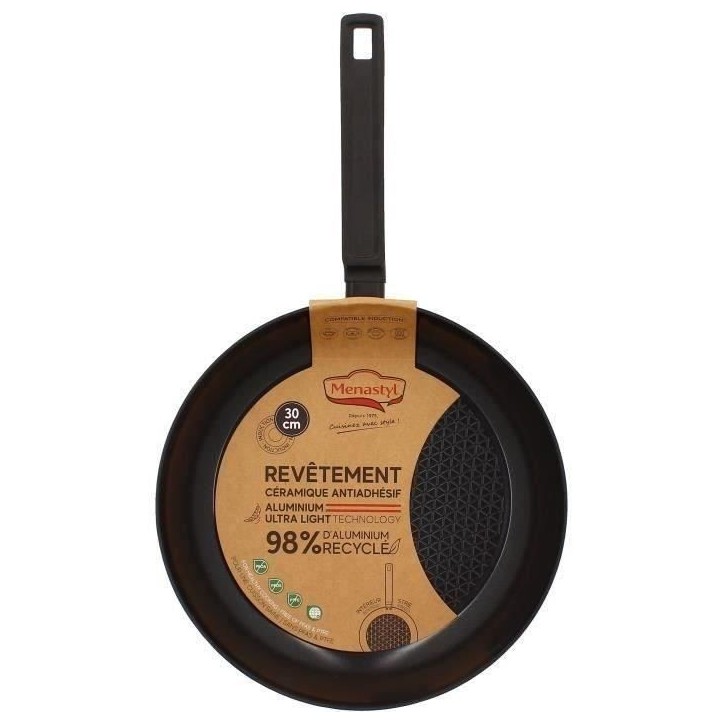 Poele - MENASTYL - 6020639 - En aluminium forgé - 30 cm - Noir - Tous feux dont induction
