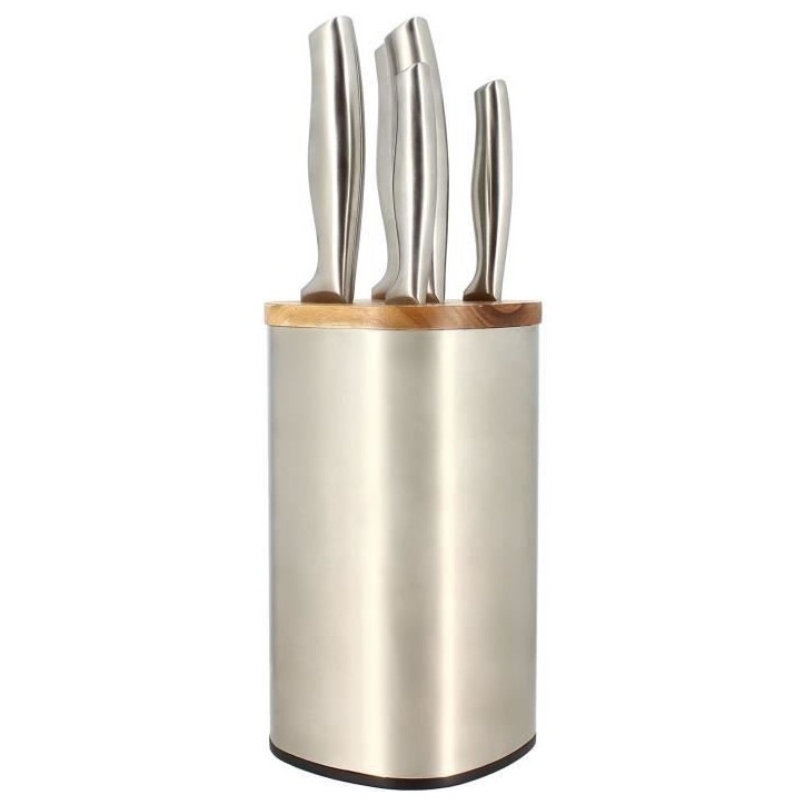 Bloc de couteaux 5 pieces - MENASTYL - 5041070 - En acier inoxydable - Bois