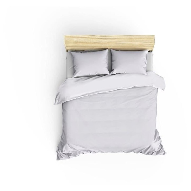 Parure de lit - 1 housse de couette 220 x 240 cm + 2 taies d'oreiller 60 x 60 cm - Satiné 100% coton - Blanc Parure de lit - 1 housse de couette 220 x 240 cm + 2 taies d'oreiller 60 x 60 cm - Satiné 100% coton - Blanc