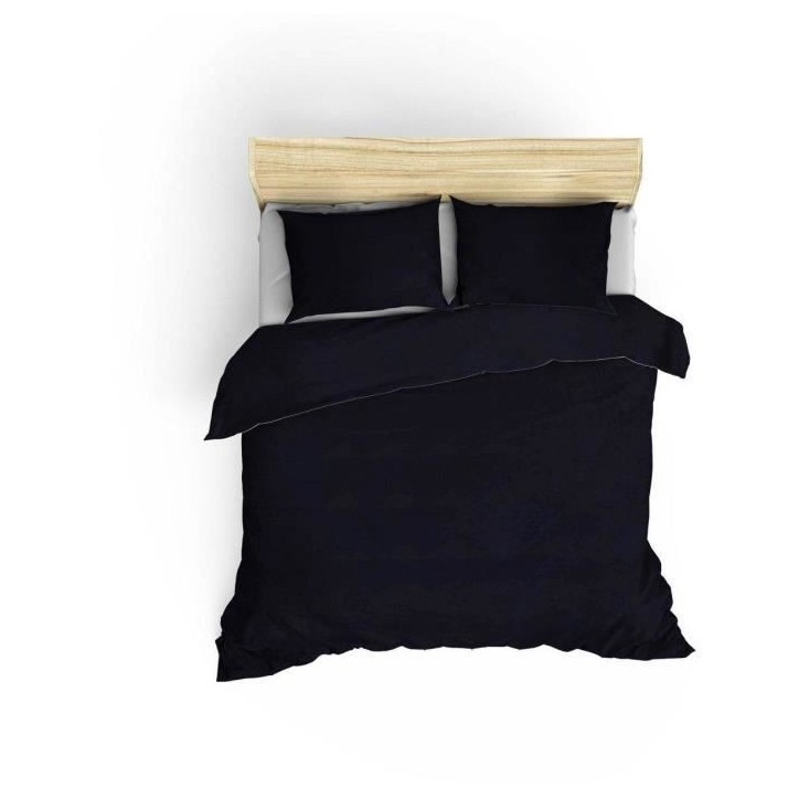 Parure de lit - 1 housse de couette 220 x 240 cm + 2 taies d'oreiller 60 x 60 cm - Satiné 100% coton - Bleu Parure de lit - 1 housse de couette 220 x 240 cm + 2 taies d'oreiller 60 x 60 cm - Satiné 100% coton - Bleu