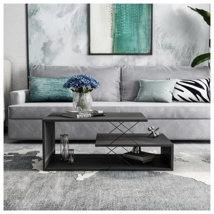 Table basse - CAYENNE - Rectangulaire - Anhtracite - 100 x 50 x 40 cm Table basse - CAYENNE - Rectangulaire - Anhtracite - 100 x 50 x 40 cm