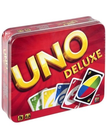 Mattel Games - Uno Deluxe - Jeu de Cartes Famille - 2 a 10 joueurs - Des 7 ans