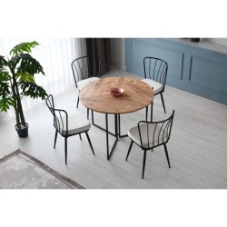 Table a manger - YAPRAK - Pin Atlantique - Ronde - 4 personnes - 100 x