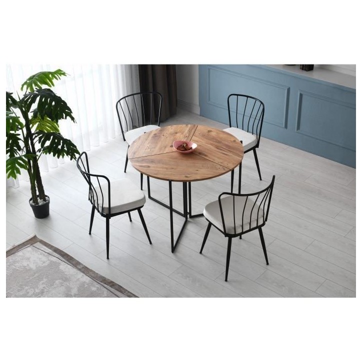 Table a manger - YAPRAK - Pin Atlantique - Ronde - 4 personnes - 100 x 100 x 72 cm Table a manger - YAPRAK - Pin Atlantique - Ronde - 4 personnes - 100 x 100 x 72 cm