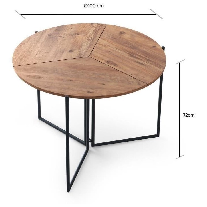 Table a manger - YAPRAK - Pin Atlantique - Ronde - 4 personnes - 100 x 100 x 72 cm Table a manger - YAPRAK - Pin Atlantique - Ronde - 4 personnes - 100 x 100 x 72 cm