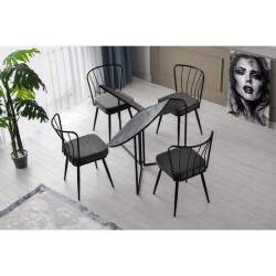 Table a manger - YAPRAK - Anthracite - Ronde - 4 personnes - 100 x 100