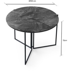 Table a manger - YAPRAK - Anthracite - Ronde - 4 personnes - 100 x 100