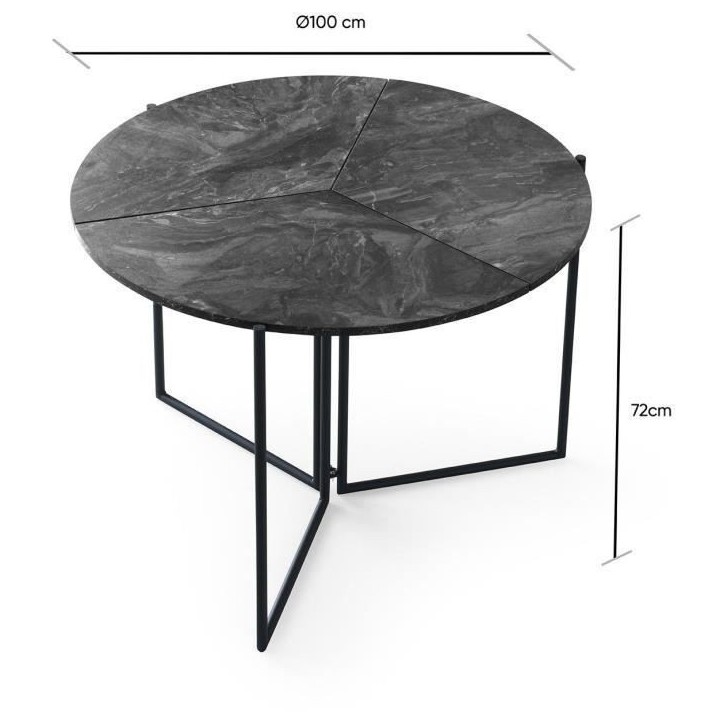 Table a manger - YAPRAK - Anthracite - Ronde - 4 personnes - 100 x 100 x 72 cm Table a manger - YAPRAK - Anthracite - Ronde - 4 personnes - 100 x 100 x 72 cm