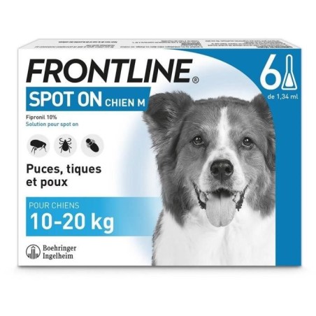 Frontline Spot On chien - Anti-puces anti-tiques pour chien M - 10-20k