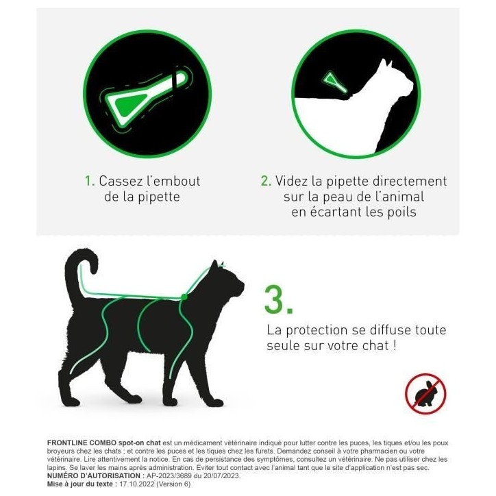 Frontline Combo chat - Anti-puces anti-tiques pour chat - 3 pipettes Frontline Combo chat - Anti-puces anti-tiques pour chat - 3 pipettes