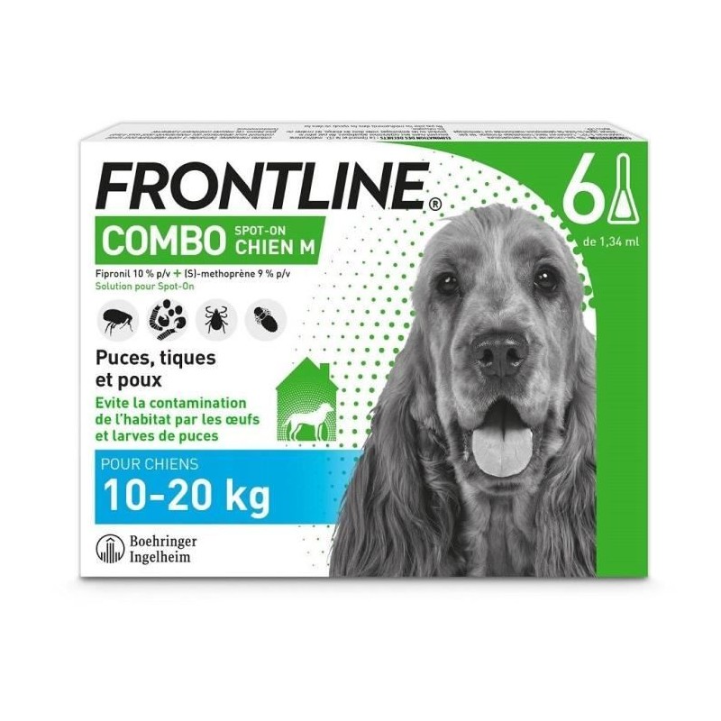 Frontline Combo chien - Anti-puces anti-tiques pour chien M - 10-20kg