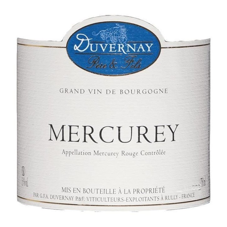 Domaine Duvernay 2022 Mercurey Rouge - Vin rouge de Bourgogne