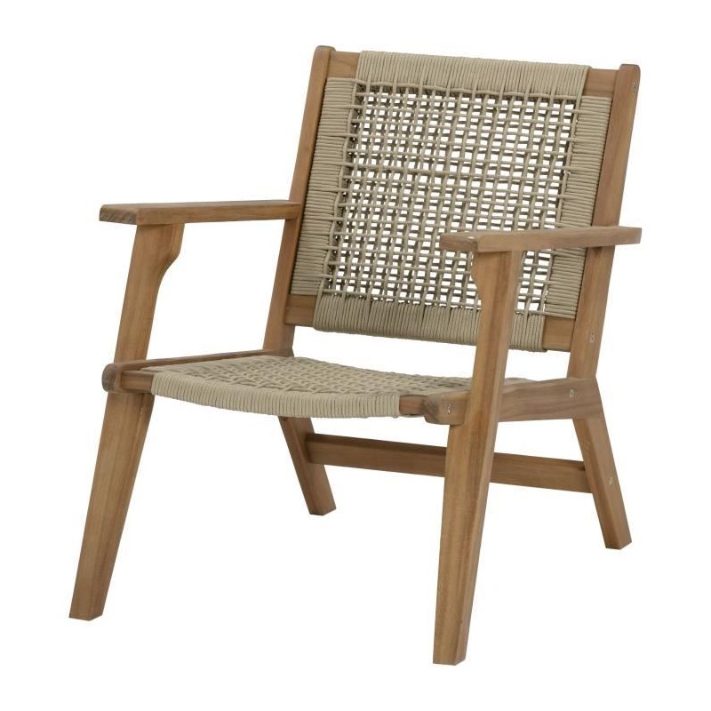 Fauteuil de jardin bas en bois d'Acacia FSC et en corde - MERIDA - Bei Fauteuil de jardin bas en bois d'Acacia FSC et en corde - MERIDA - Bei